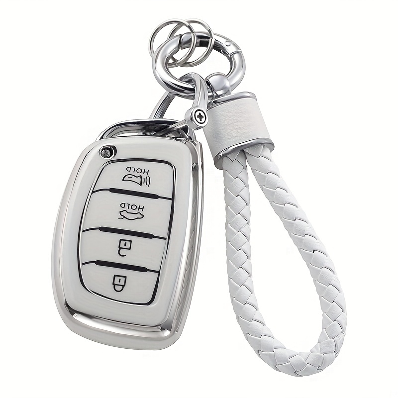 Leather Car Key Cover Case Key Chain 7 Buttons For Hyundai Ioniq 6