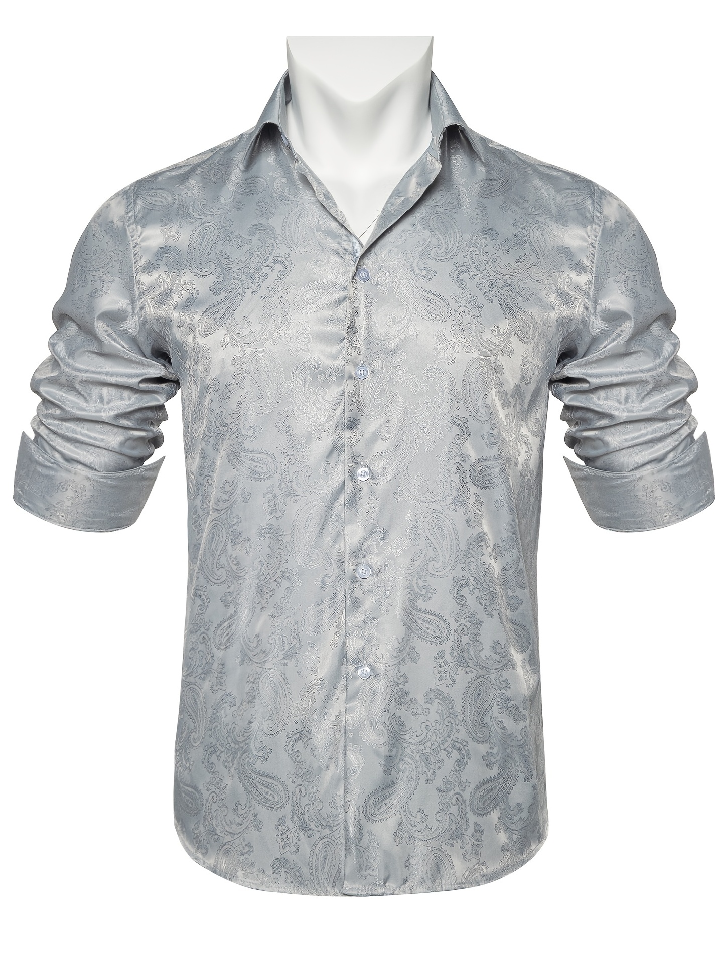 Plus Size Men's Elegant Paisley Print Dress Shirt Wedding - Temu
