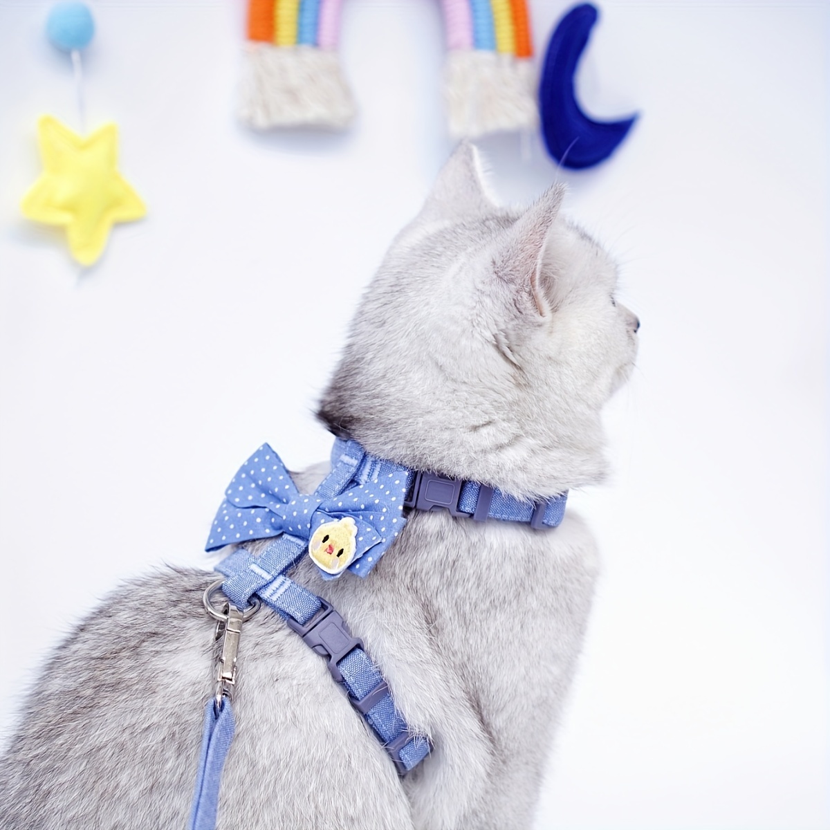 Stylish Kitty with Polka Dot Escape Proof Cat Harness and Leash