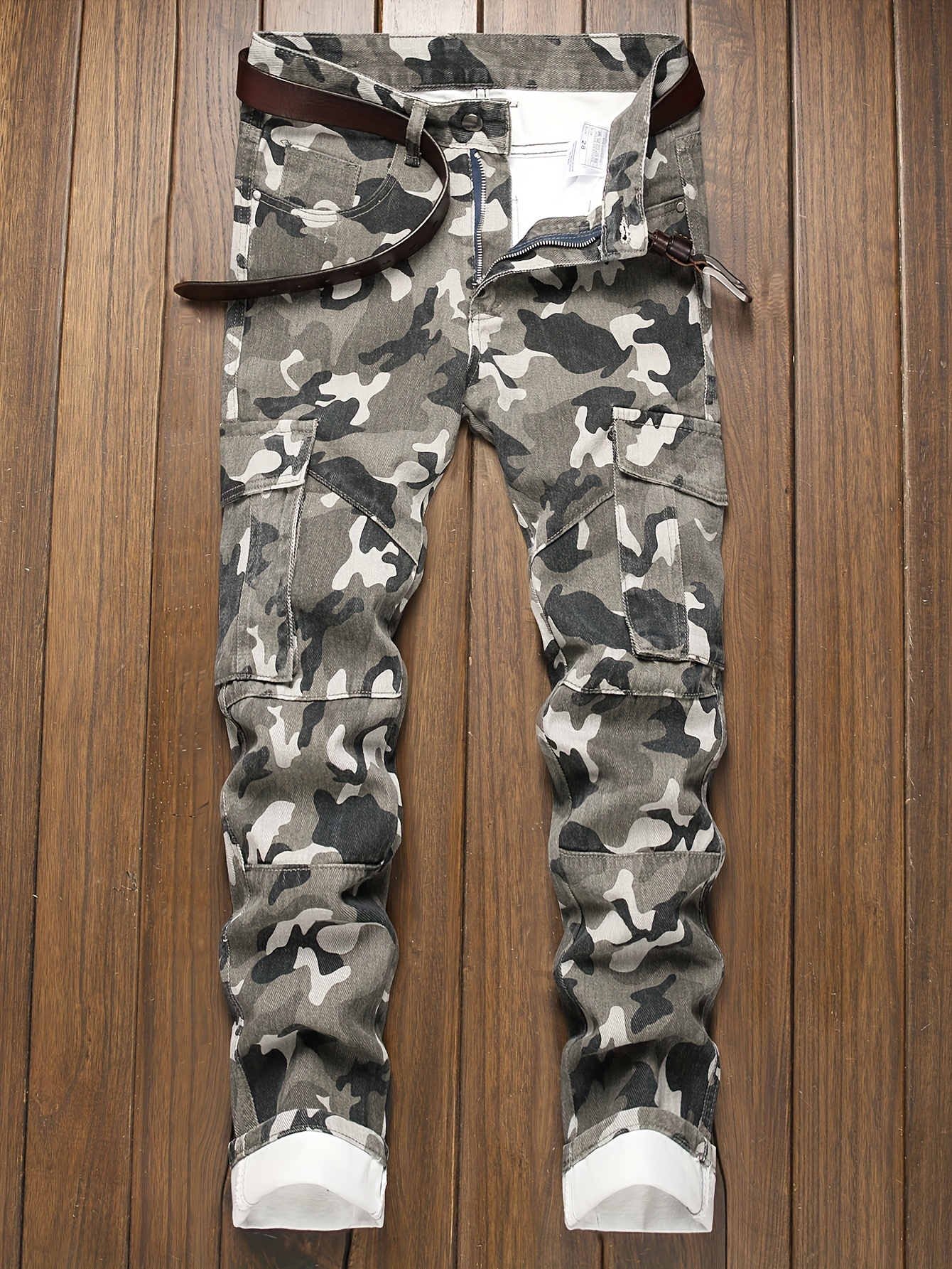 Pantalones Mezclilla Camuflaje Hombres Talla Grande Estilo - Temu