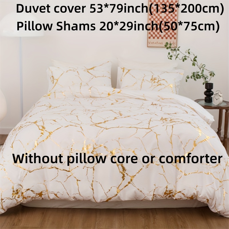 Polyester Stone Texture Hot Foil Craft Skin-friendly Soft Duvet Cover Pillowcase 2/3pcs Set Without Duvet Insert