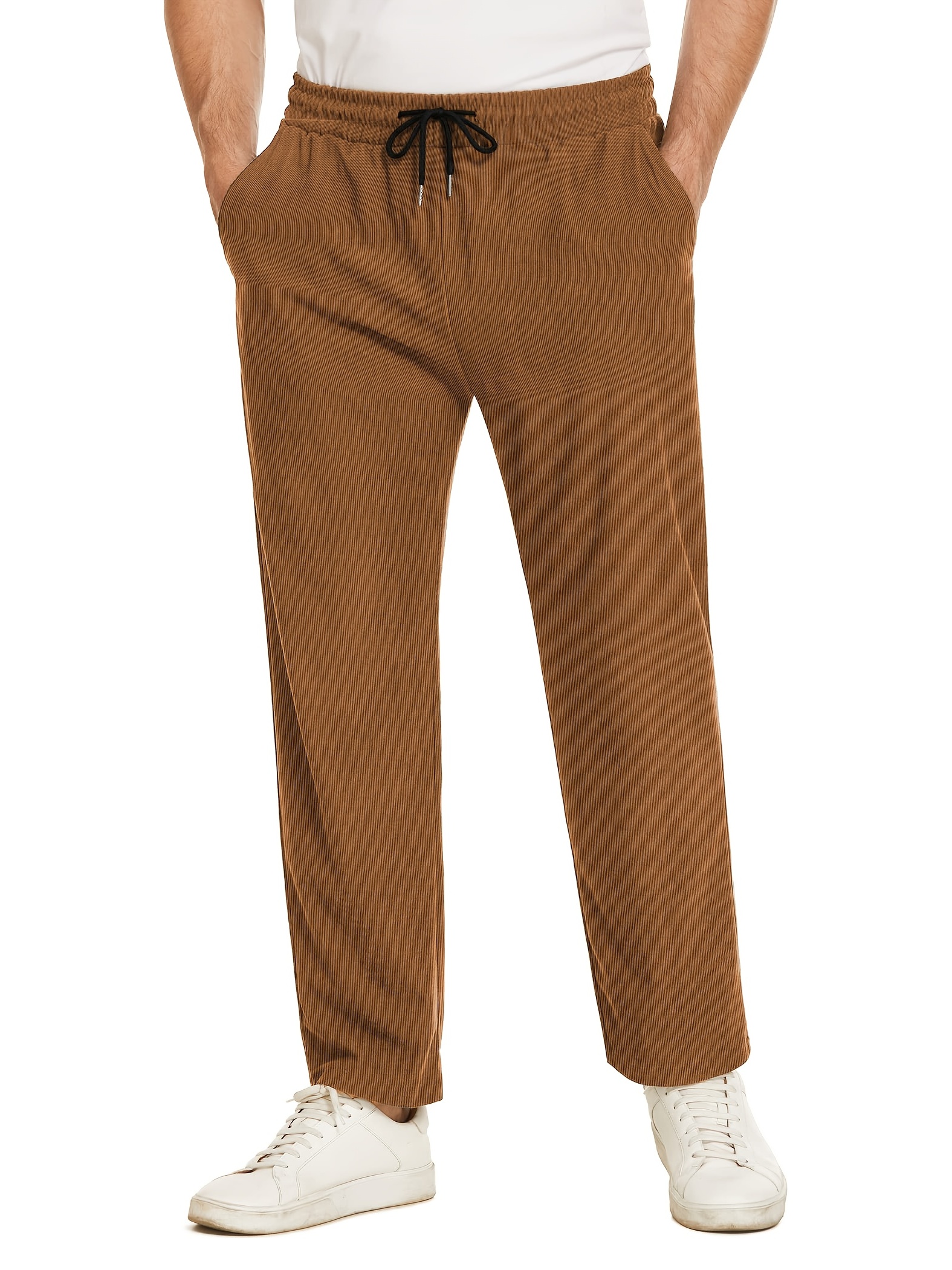 Loose Fit Corduroy Pants Men's Casual Stretch Sweatpants - Temu