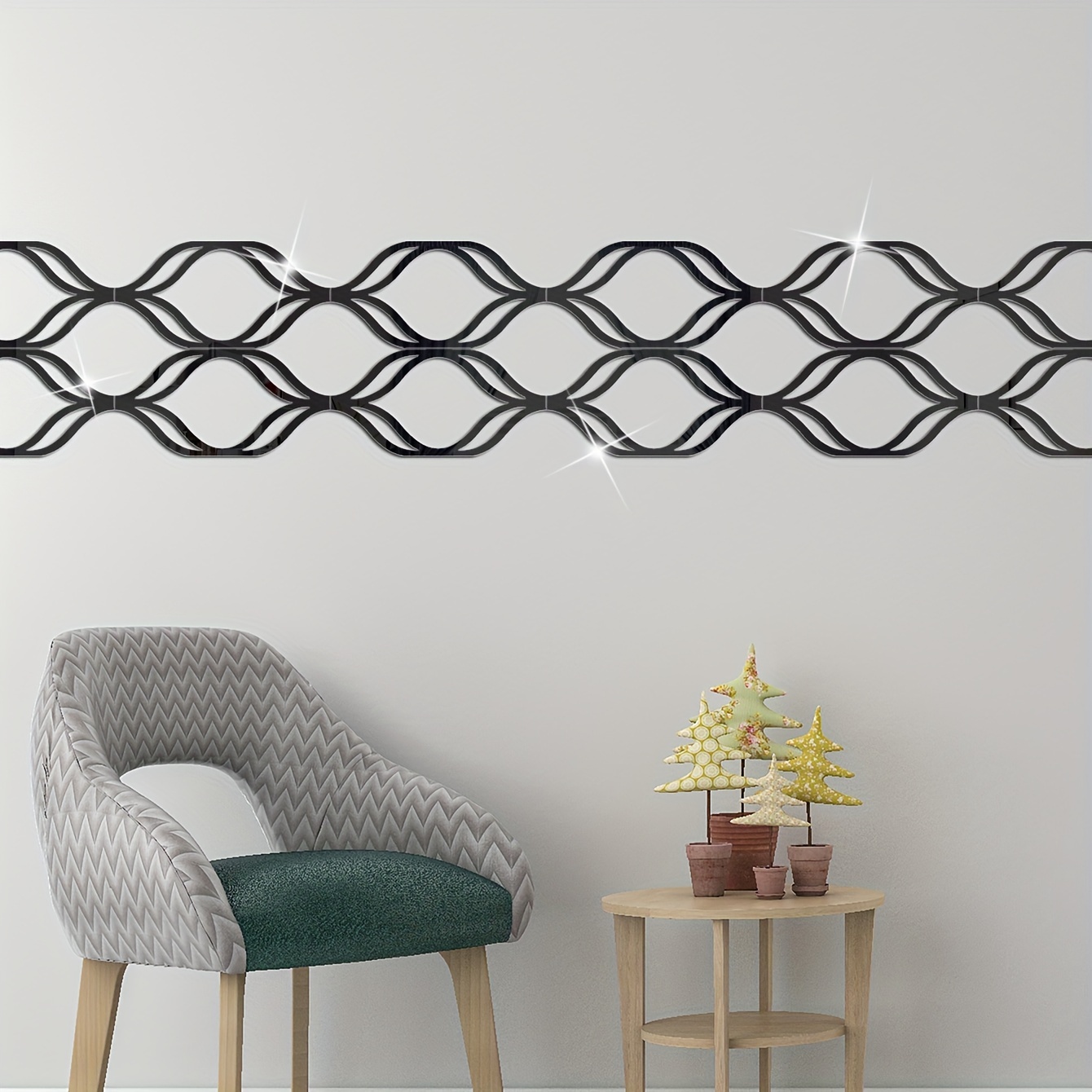 1 Pezzo Stile Moderno Adesivo Specchio Decorativo Wave Art - Temu