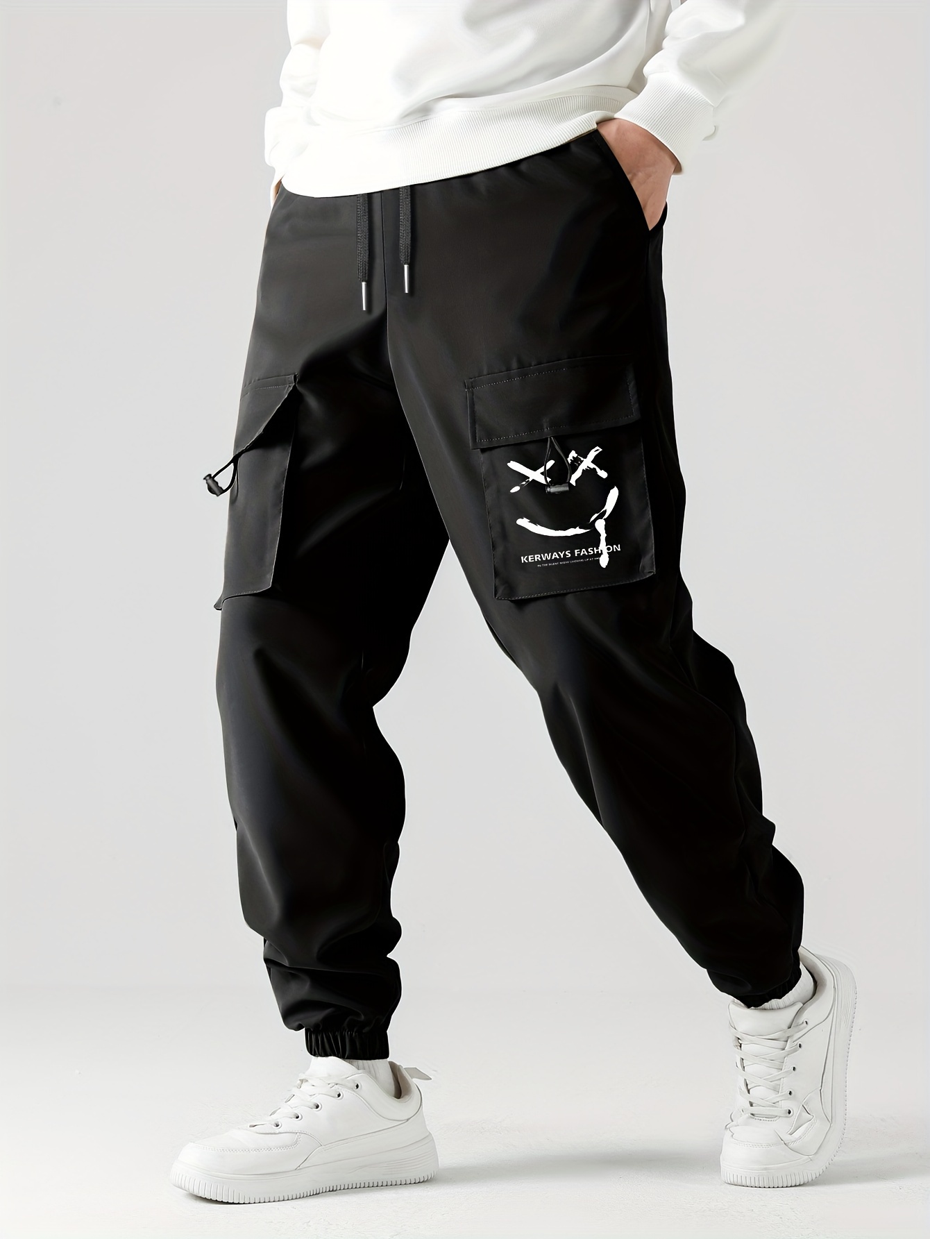 Pantalones deportivos para hombre, estilo cargo, casuales, con cordón,  atléticos, para exteriores, pantalones holgados