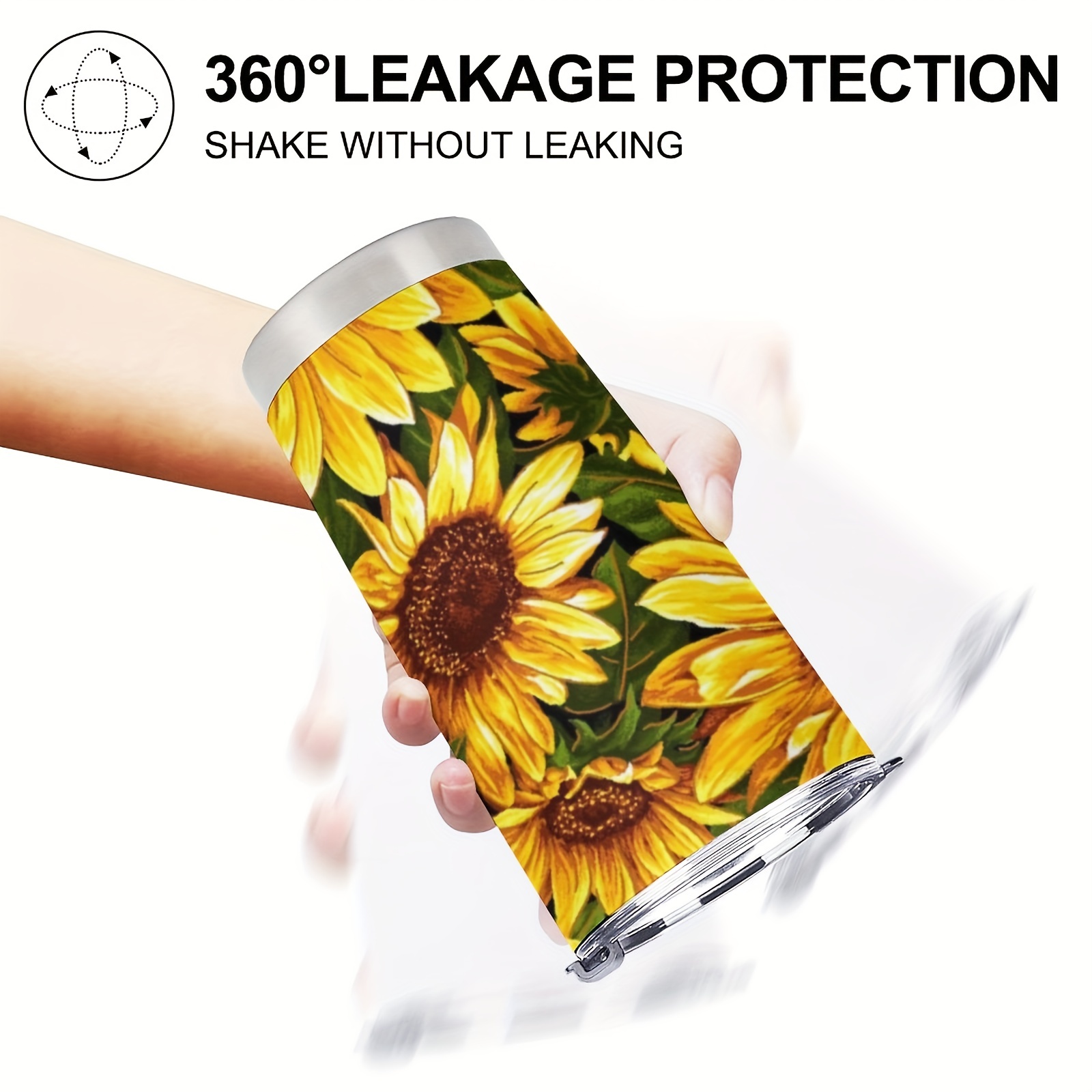 Sunflower Printed Insulated Tumbler Stainless Steel Travel - Temu