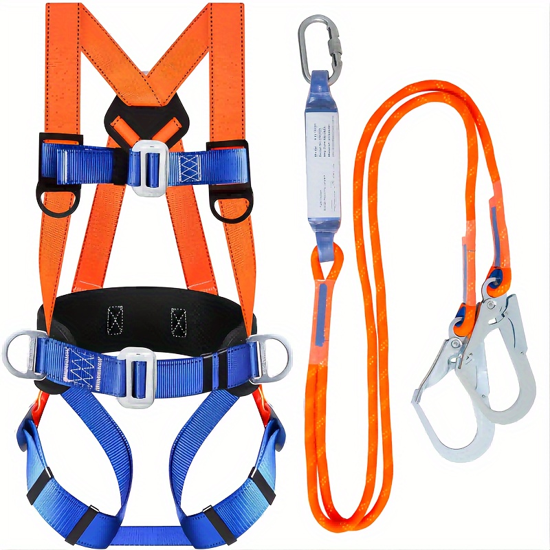 TT Trsmima Safety Harness Fall Protection Kit: Full Body Roofing Harnesses with Shock Absorbing Lanyard - Updated Comfortable Waist Pad