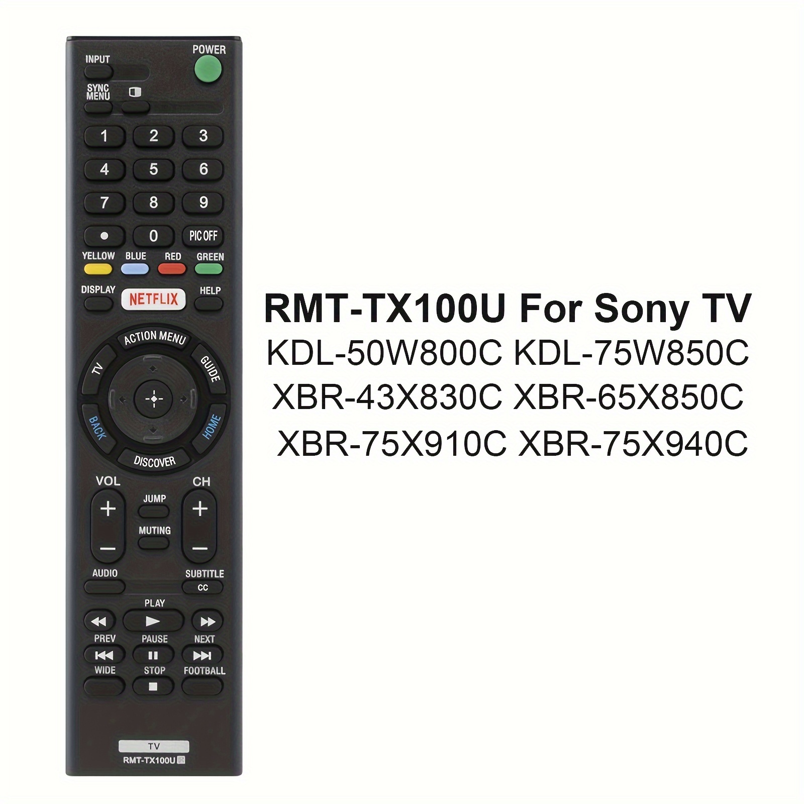 Mando a distancia de repuesto para Sony Smart LED HD TV rmttx100u  kdl50w800c