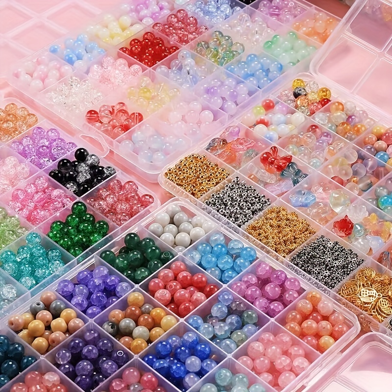 300pcs 8mm Glass Explosion Beads Set Loose Beads For Jewelry Making DIY  Bracelet Necklace Earrings Fashion Phone Chain Handicrafts Small Business  Supp