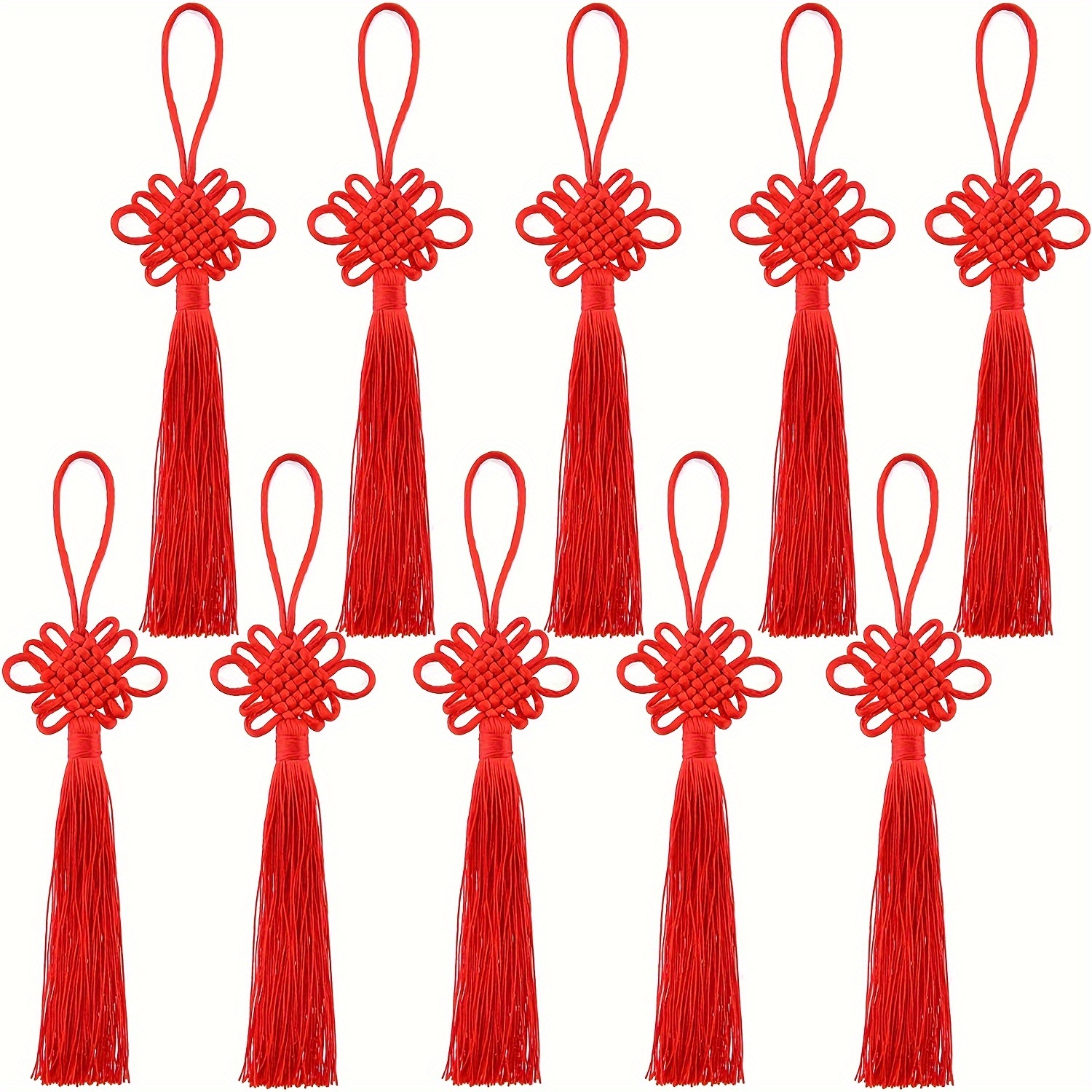 

20pcs Handcrafted Chinese Knot Tassels - 8.3" Braided Pendants For New Year & Holiday Decorations, Hanging Ornaments, Best For Christmas