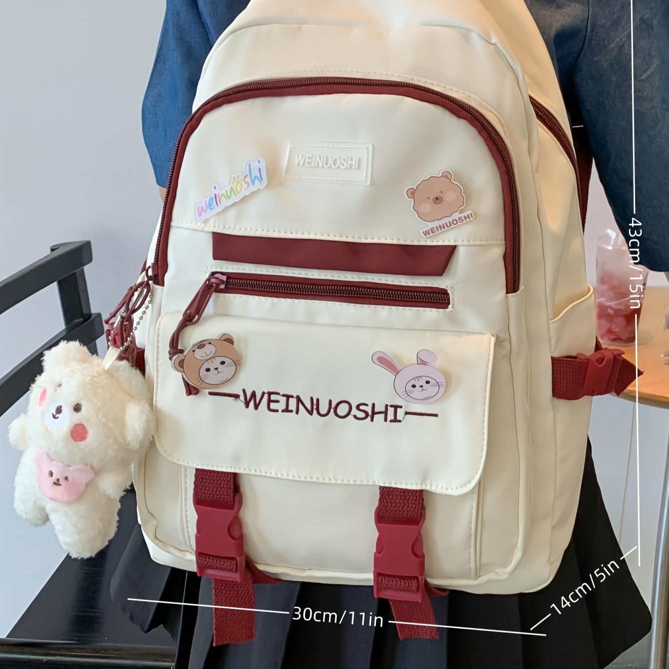 fashion colorblock backpack preppy college school daypack travel commute knapsack laptop bag