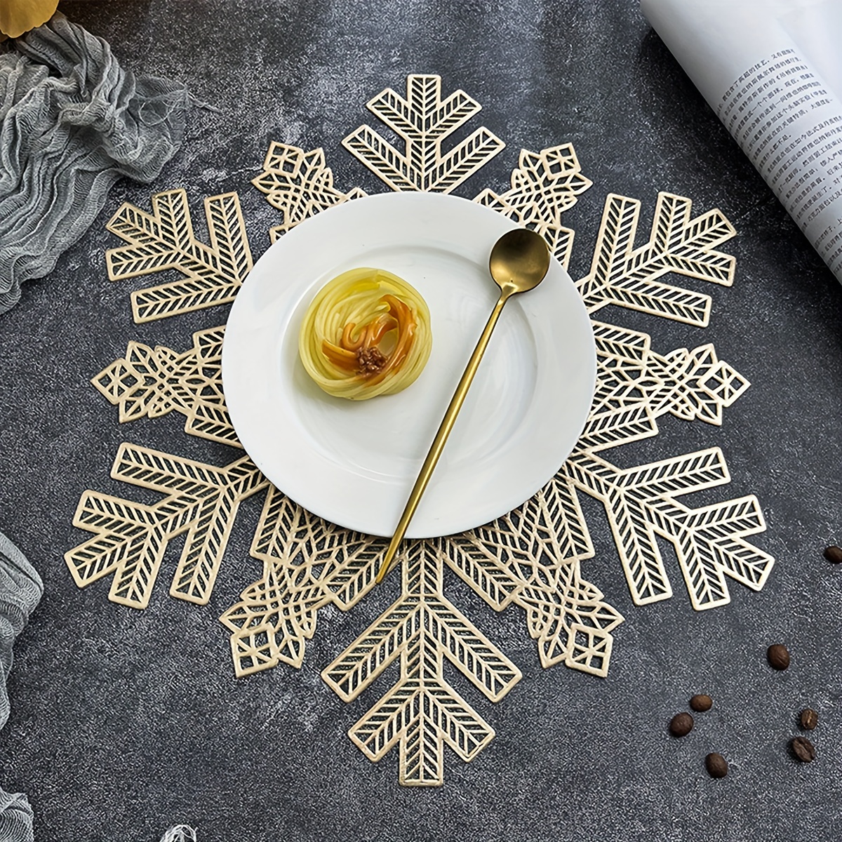 4pcs Nordic Snowflake PVC Placemats - Holiday Table Mat