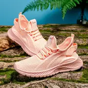 womens knitted sports shoes lightweight gym running tennis shoes breathable low top sneakers details 2