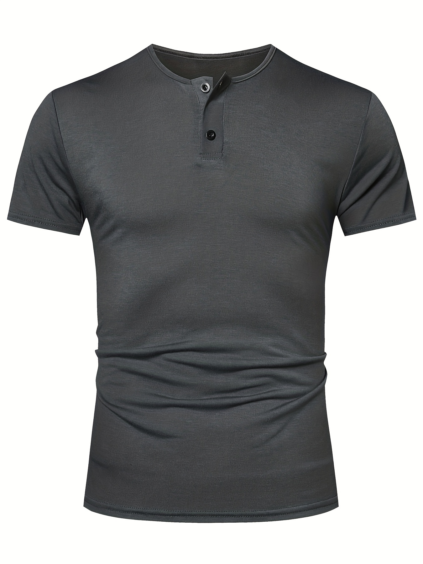 Men's Short Sleeve Knitted Polo Shirt Button Casual Slim Fit Henley Shirts