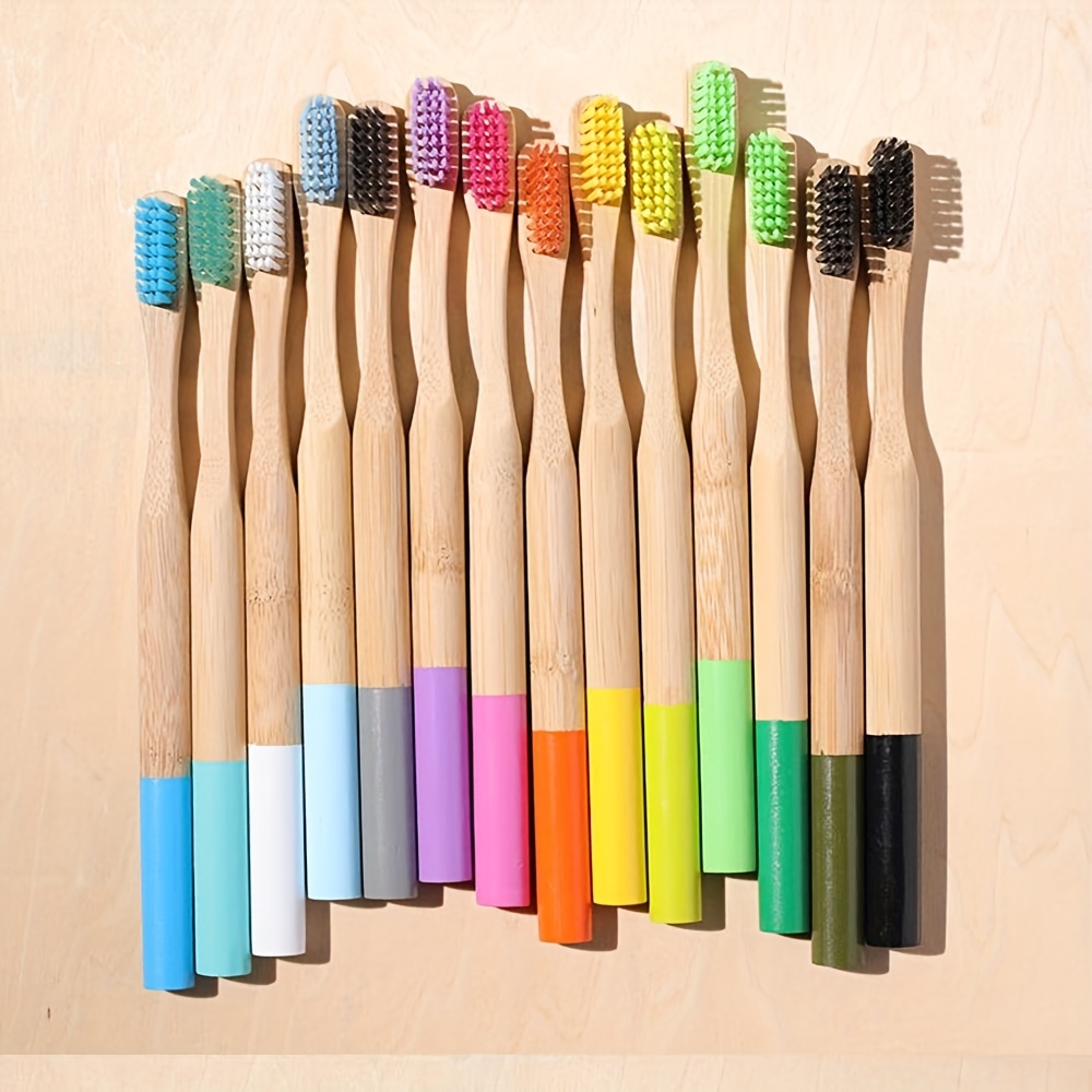 

10cs/set Biodegradable Bamboo Toothbrushes With Extra Soft Bristles For Sensitive Teeth And Gums - Perfect For Deep Cleaning And Oral Care At Home