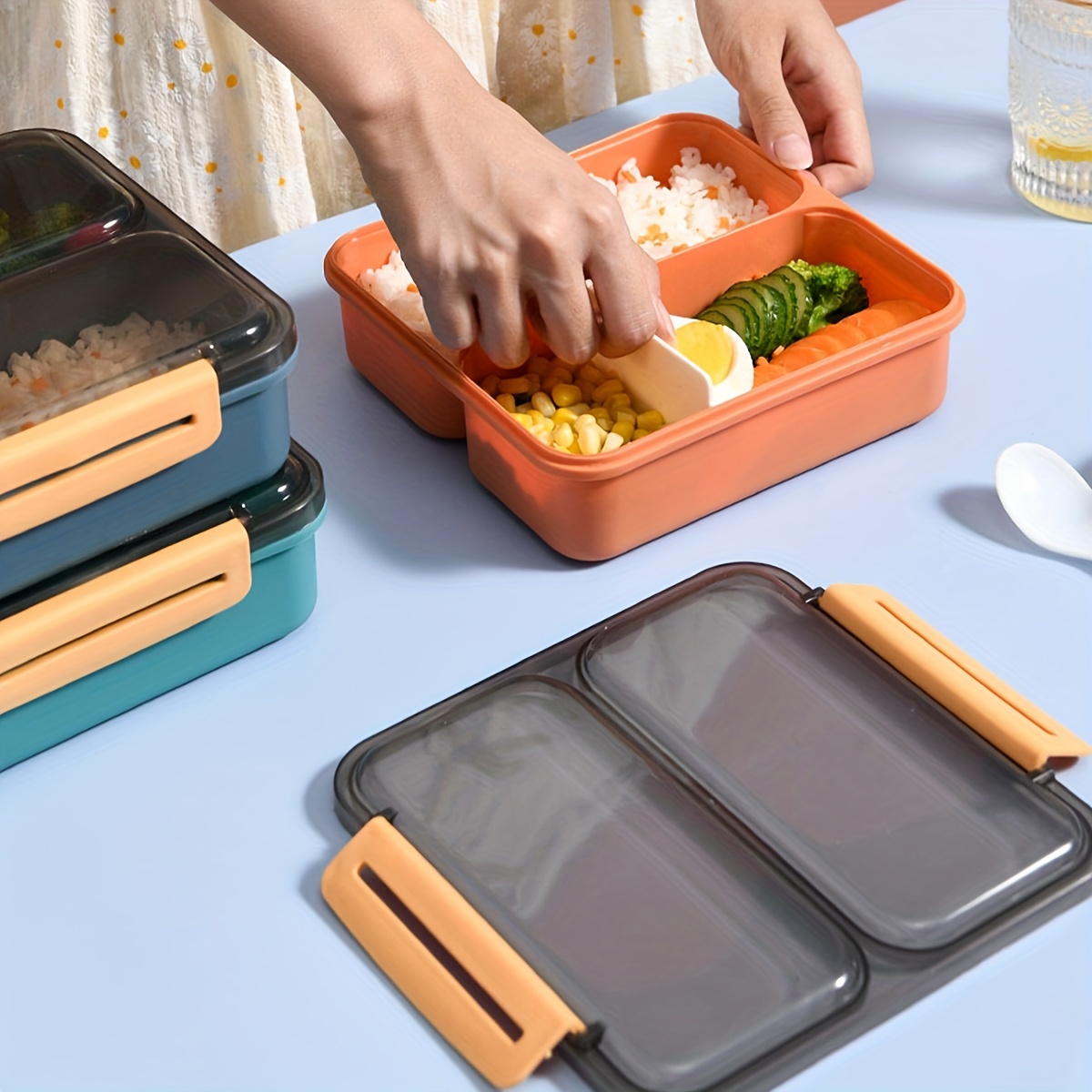 2pcs Lunch Box Set Microwavable Bento Box Kids School Food Box