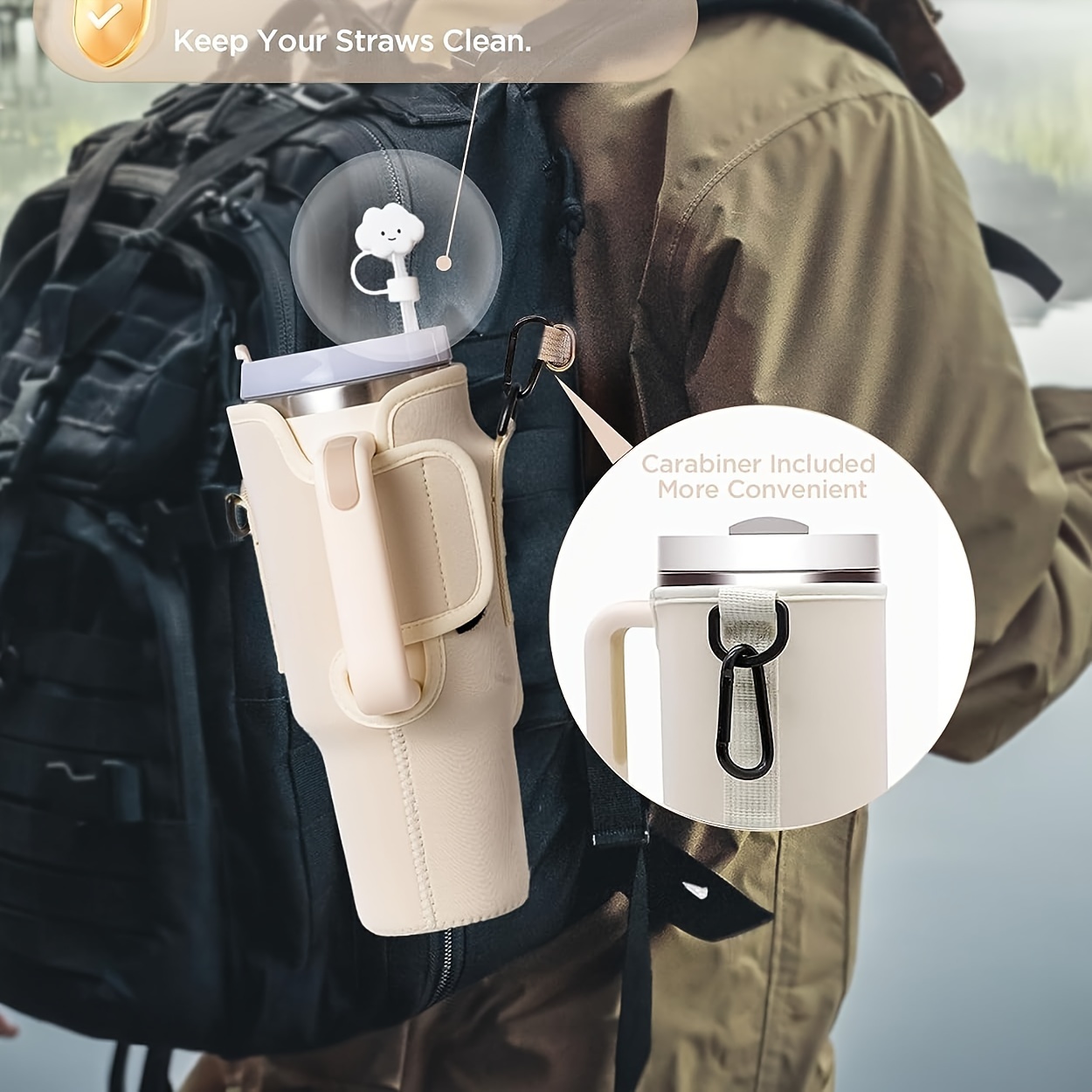 Adjustable Water Bottle Holder With Strap For Stanley, Universal Tumbler  Sleeve Sling Bag For Water Bottle - Temu Austria