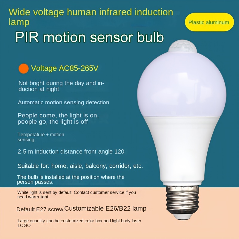 led sensor movimiento Lámpara Bombilla Led E27 Bombillas Led PIR Sensor de Movimiento  Sensor de Sonido