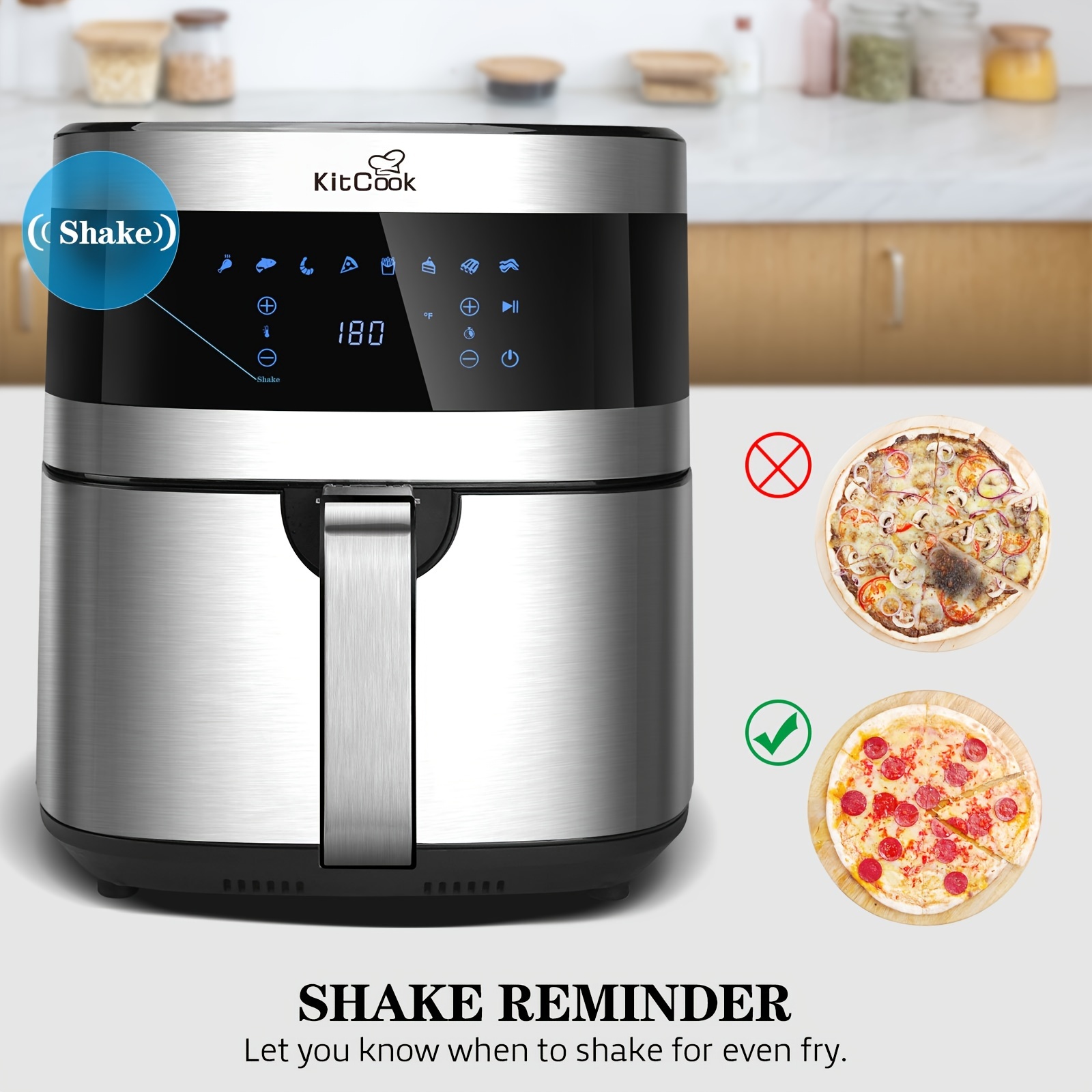 Fryer, 9 Customizable Smart Cooking Programs Compact 4QT Air Fryers, Shake  Reminder, 450°F Digital Airfryer,Tempered Glass Dis - AliExpress