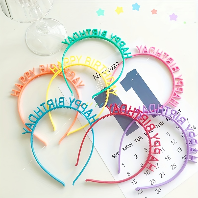 Birthday Hat Candy Color Happy Birthday English Hair Band - Temu Australia