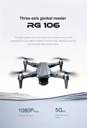 rg106 three axis self stabilizing gimbal with two batteries professional aerial drone 1080p dual camera gps positioning auto return optical flow positioning brushless motor hd image transmission foldable quadcopter with storage backpack beautiful color box christmas thanksgiving halloween gift details 3