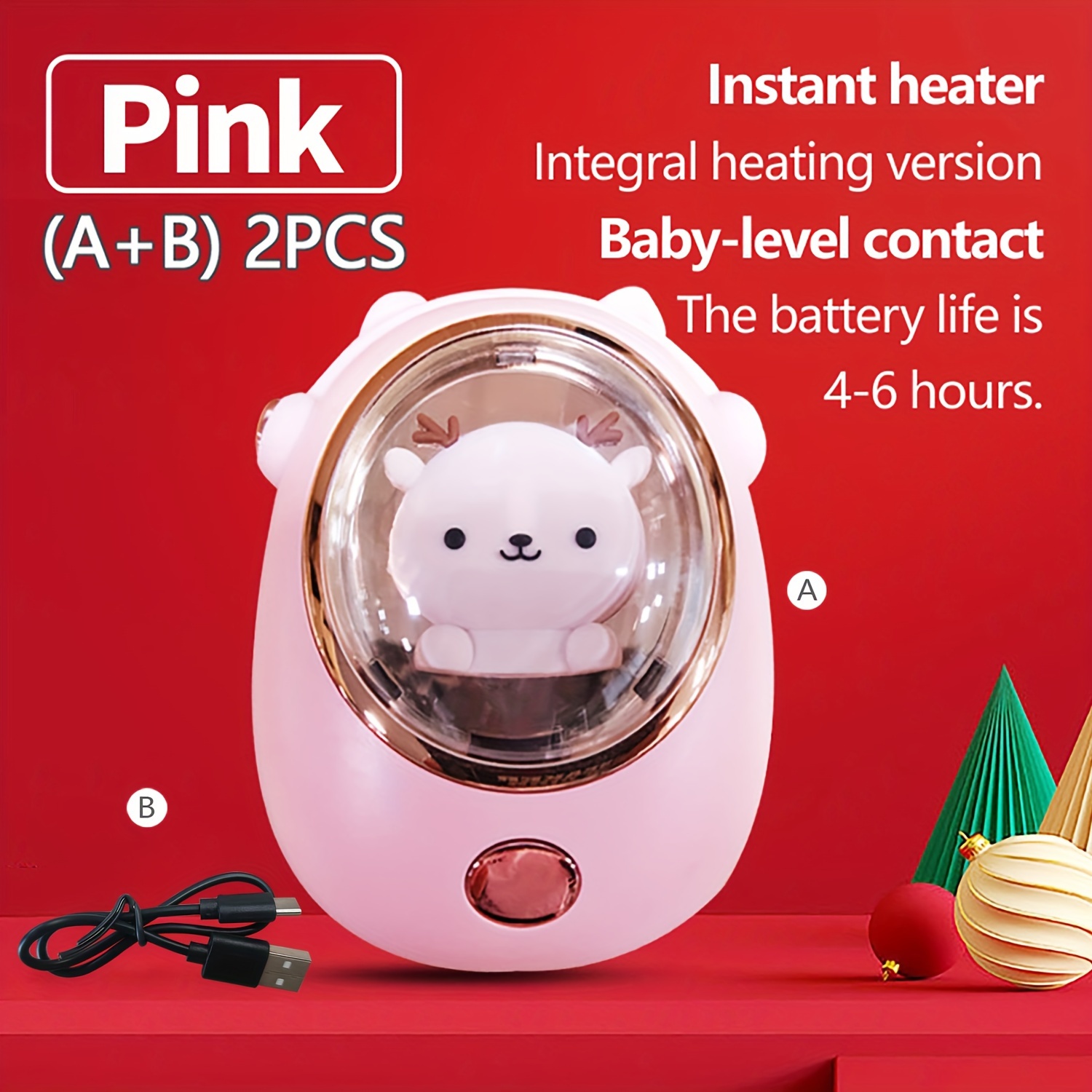 2pcs Mini Heater, Support USB Charging Hand Warmer, Wireless Heater For Winter, Carry Student Gifts With Heating Function, Valentine's Day Christmas Gifts