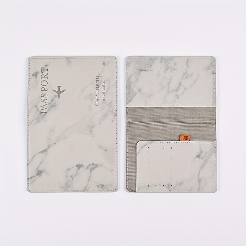Marble Pattern Passport Holder RFID Blocking PU Leather
