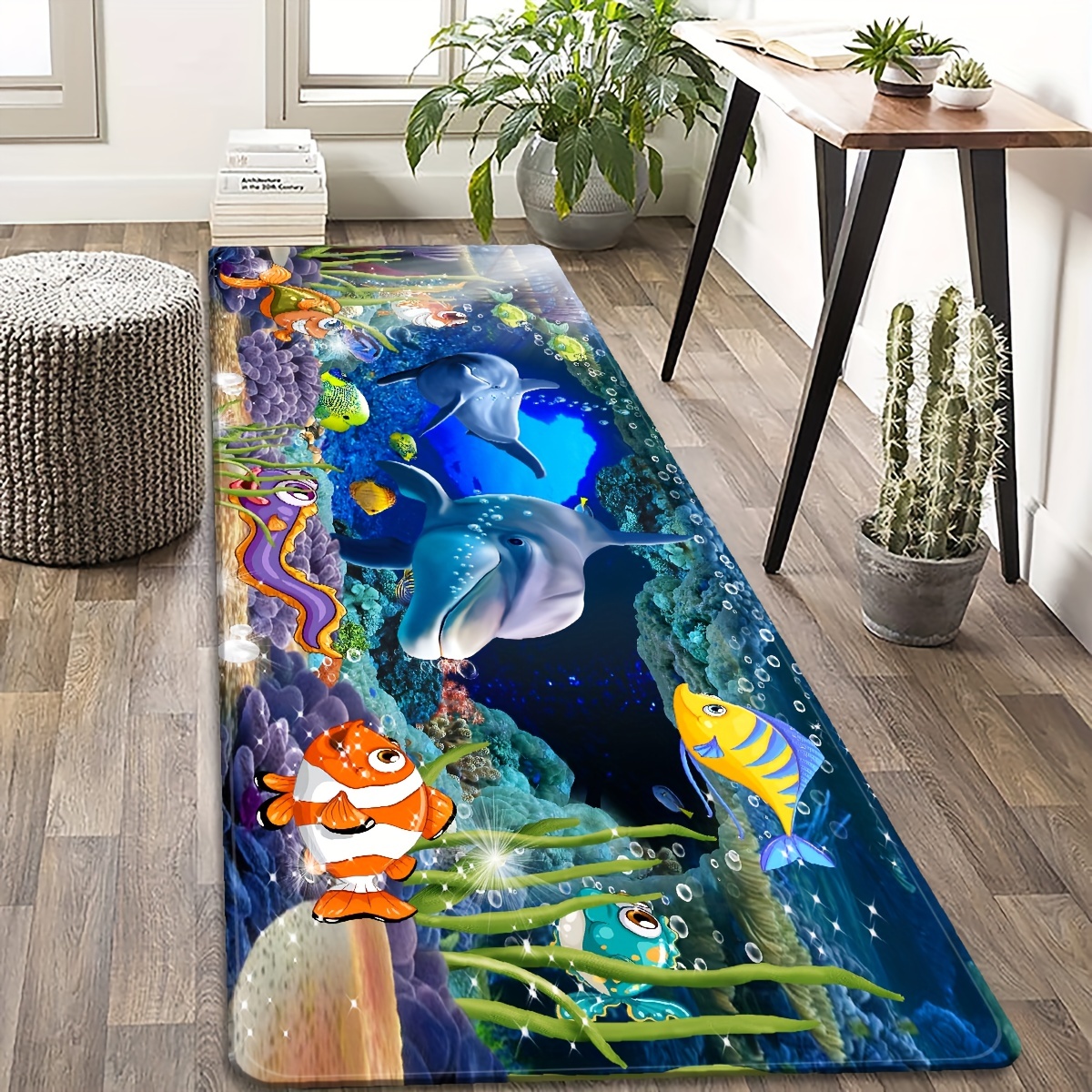 Comprar Alfombra de piso con patrón de delfín oceánico alfombra impermeable  para la sala de estar dormitorio alfombra de sofá suave
