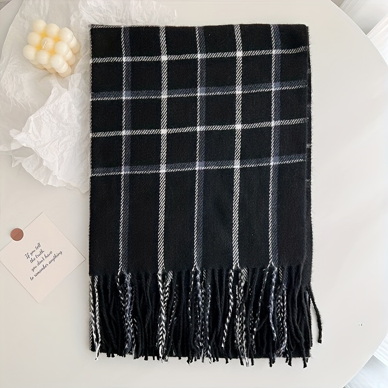 1pc Black And White Striped Plaid Scarf Soft And Warm Thickened Scarf, Today's Best Daily Deals