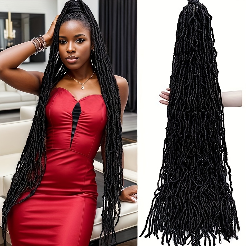 6packs Faux Locs Crochet Hair 24/30/36 Inch New Soft Locs Crochet Hair For  Women Pre Looped Faux Locs Crochet Braids Synthetic Hair Extensions (1B #)