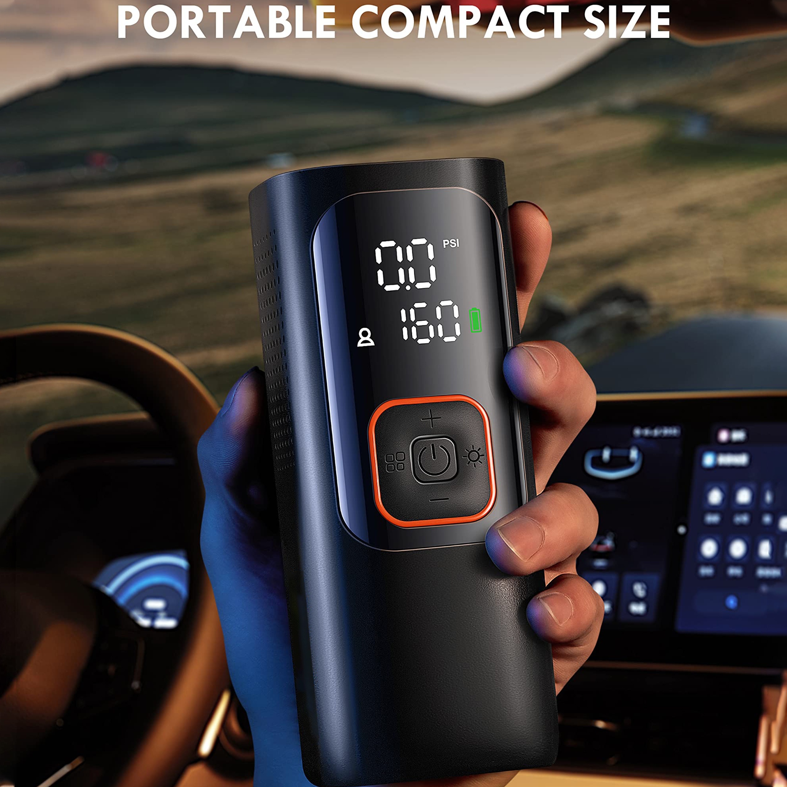 Compresseur d'air portable puissant de 160 psi, pression précise deux fois plus rapide, écran LCD, sans fil, fonctionnement facile, détails de la pompe à air portable 2