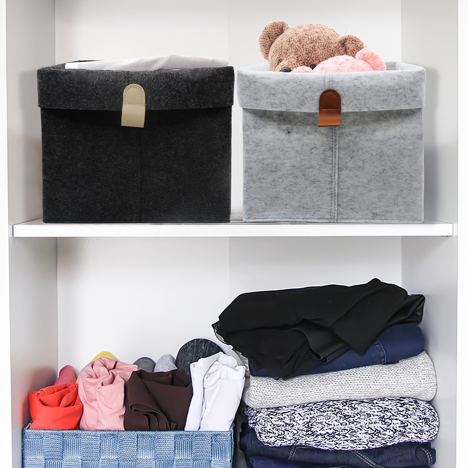 1pc Felt Storage Basket, Folded Closet Storage Box, Large Capacity Cube  Storage Bin, Multifunctional Storage Bins For Shelves, Clothing, Toys,  Books