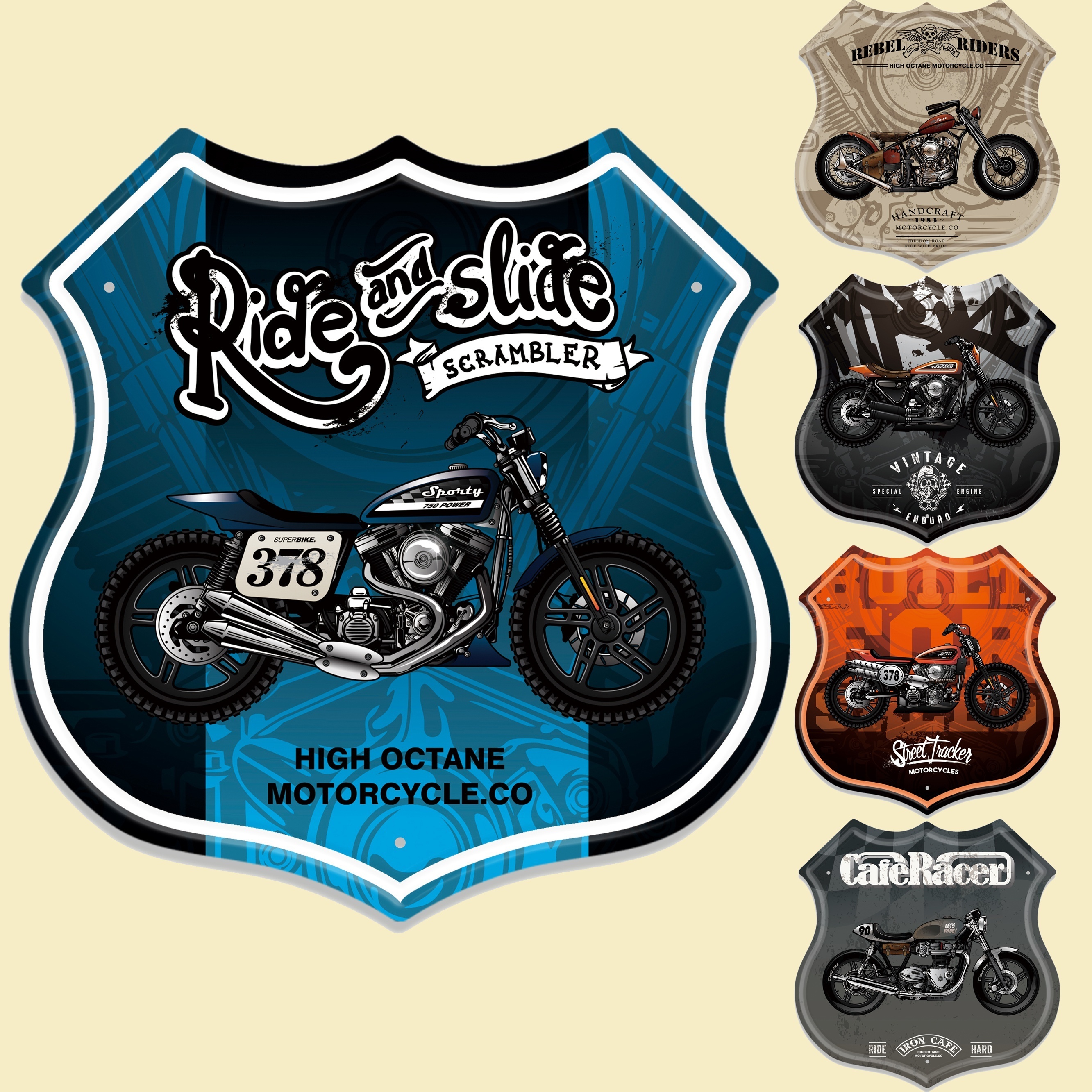 Metal Rebel Riders Motorcycle Sign