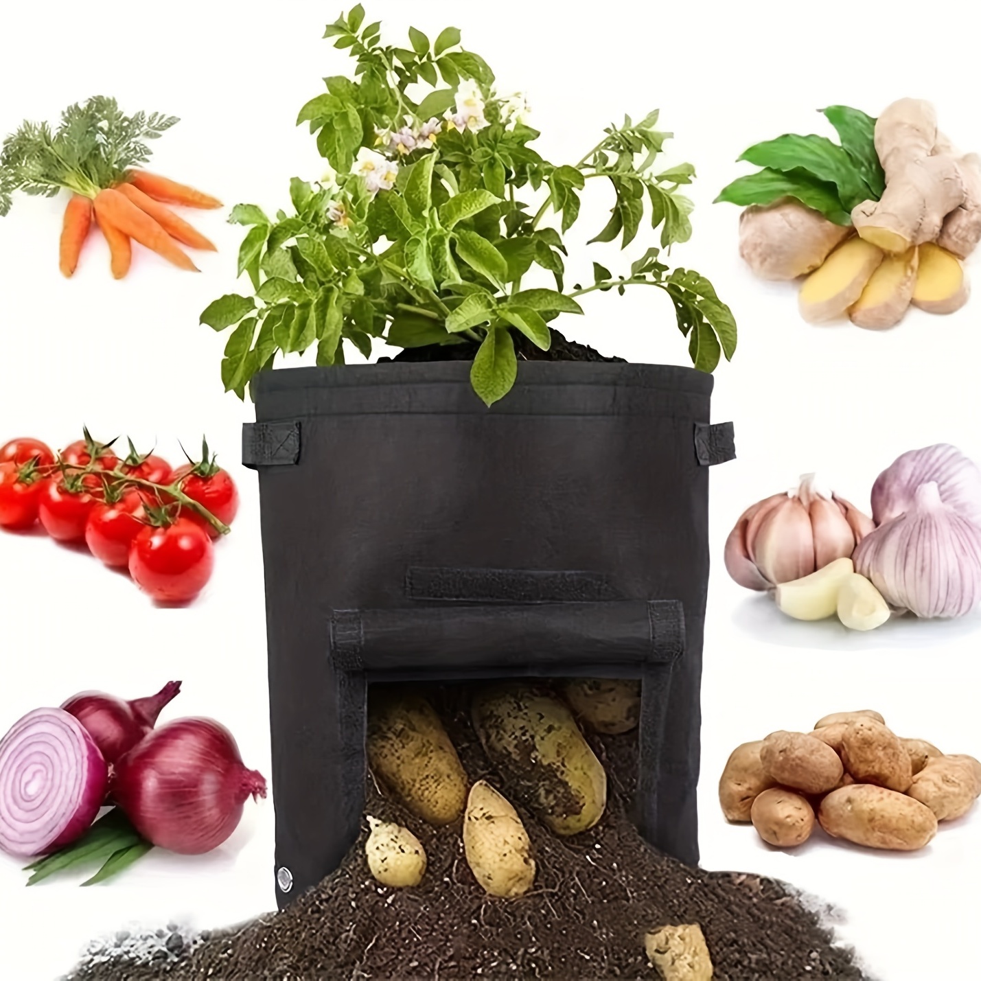 10 Gallon (about 35.7 Liters) Garden Potato Grow Bag With Opening Flip Top  And Durable Handle, Thickened Non-woven Flower Pot For Potato, Tomato,  Strawberry And Fruit - Temu