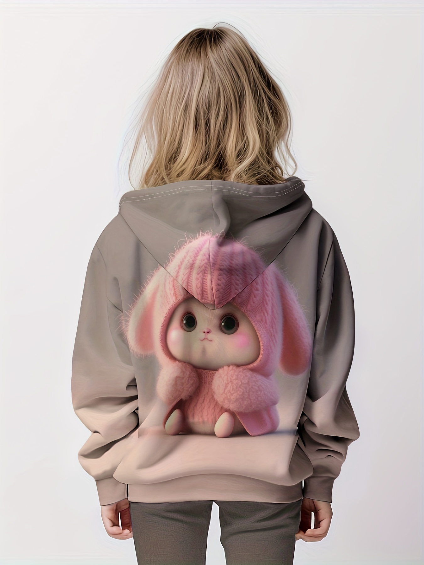 Realistic Bunny Wearing Clothing Print Girls Trendy Cute - Temu Canada