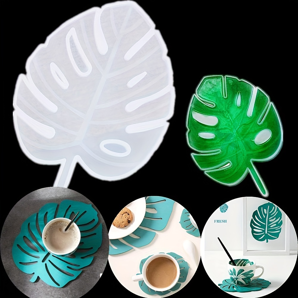 

1pc Tropical Leaves Coaster Resin Molds Palm Leaves Mold Geode Silicone Molds Epoxy Resin Molds 2 Size For Choice, Faux Agate Slices Cups Mats Coasters Home Decor Silicone Mold