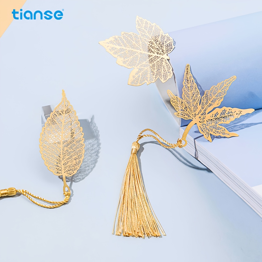 Tianse Vintage Bookmarks With Tassels Leaf Vein Bookmark - Temu