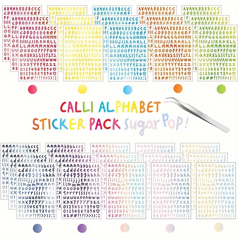 

30pcs Value Pack Alphanumeric Stickers Colored Sticky Letter Stickers, Number Letter Stickers For Art Decor, Diy Crafts