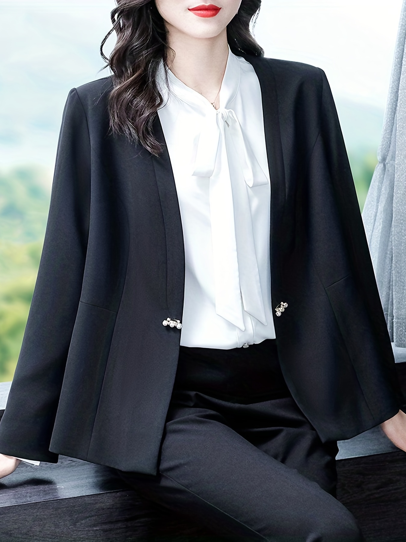 Long Sleeve Ladies Formal Shirt with Pants Women Blazer And Pants