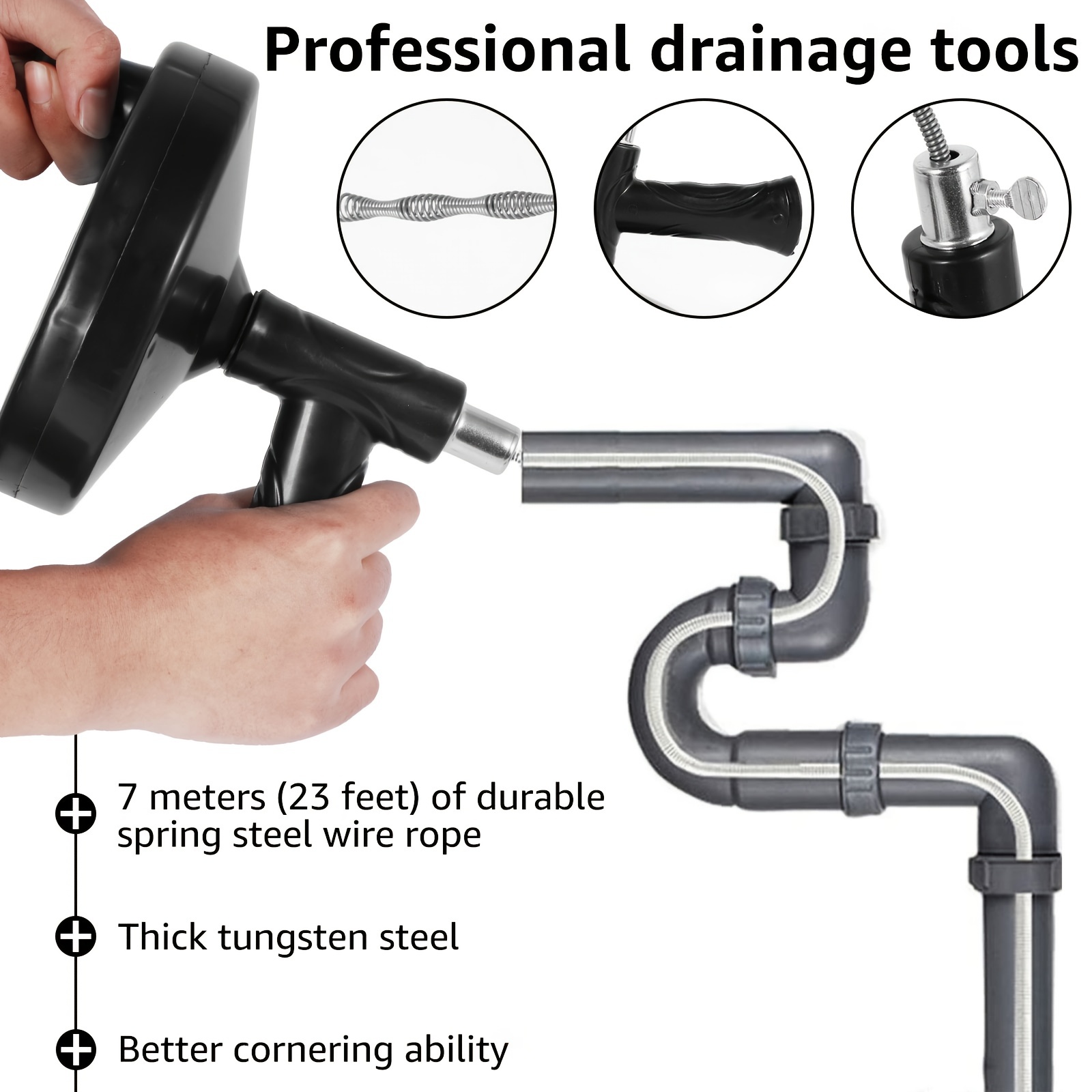 Drain Snake Cleaner Drain Auger Flexible Metal Spring Sink Dredge