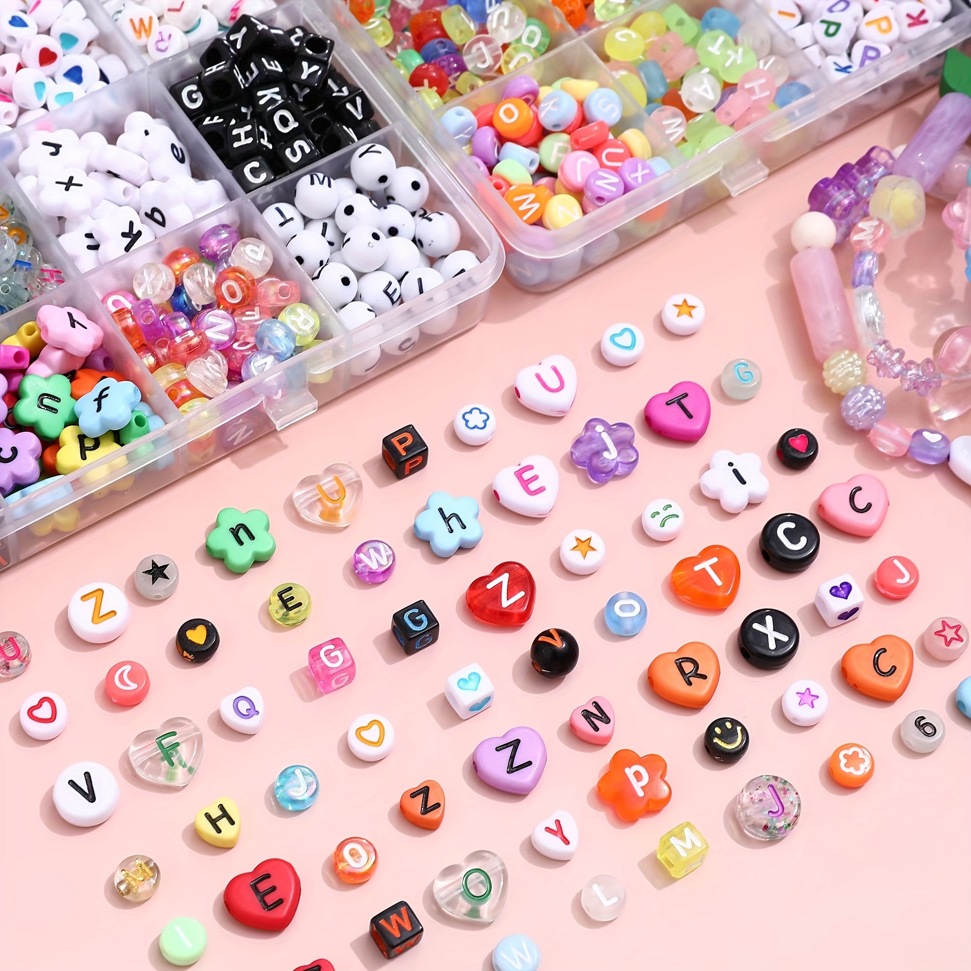 Acrylic Numbers English Letters Beads Diy Children's Beaded - Temu