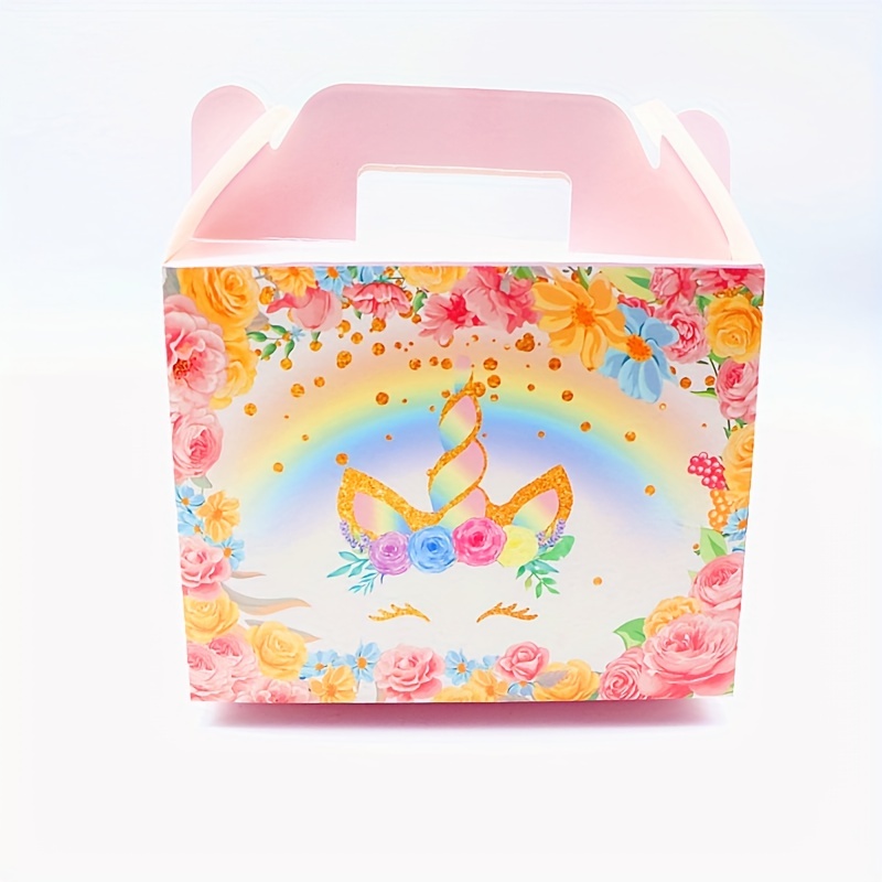 Treat Boxes Paper Party Favor Floral Boxes Rainbow Unicorn - Temu