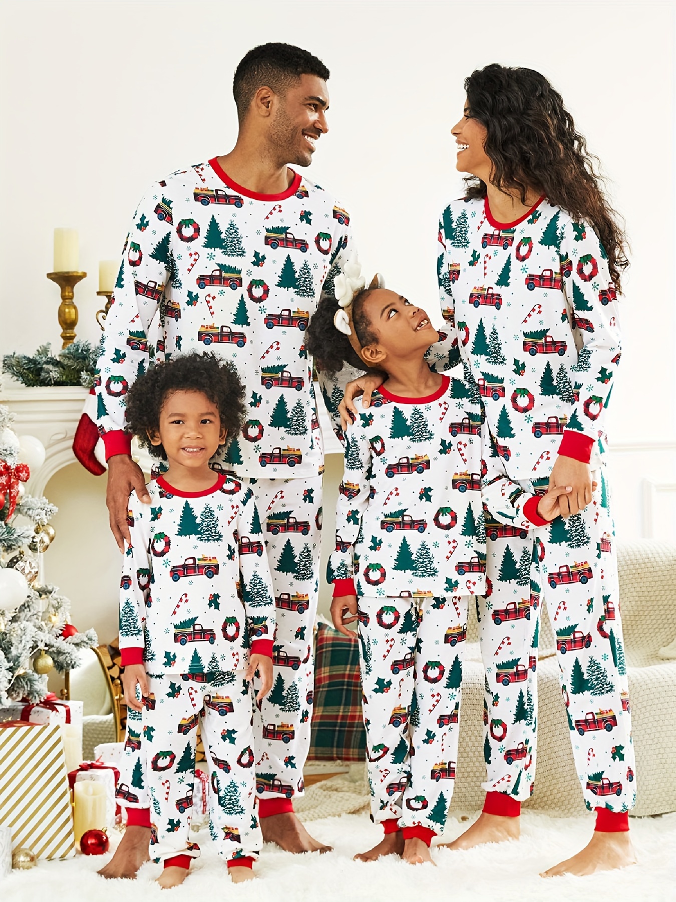 Pyjama Noël homme / Pyjama famille - beige avec anim et bas à