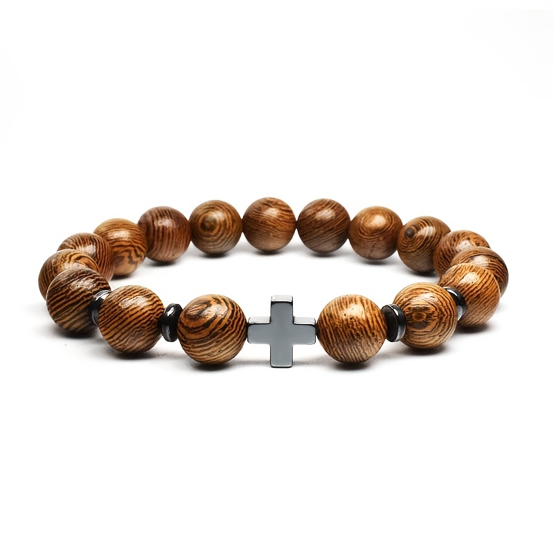 wooden cross bracelet