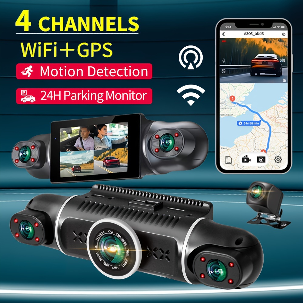 4k Wifi Gps Dash Cam Front And Rear,dual Lens Wireless Dash Camera For Cars  2.45screen,g-sensor,loop Recording,7/24h Parking Monitor - Temu