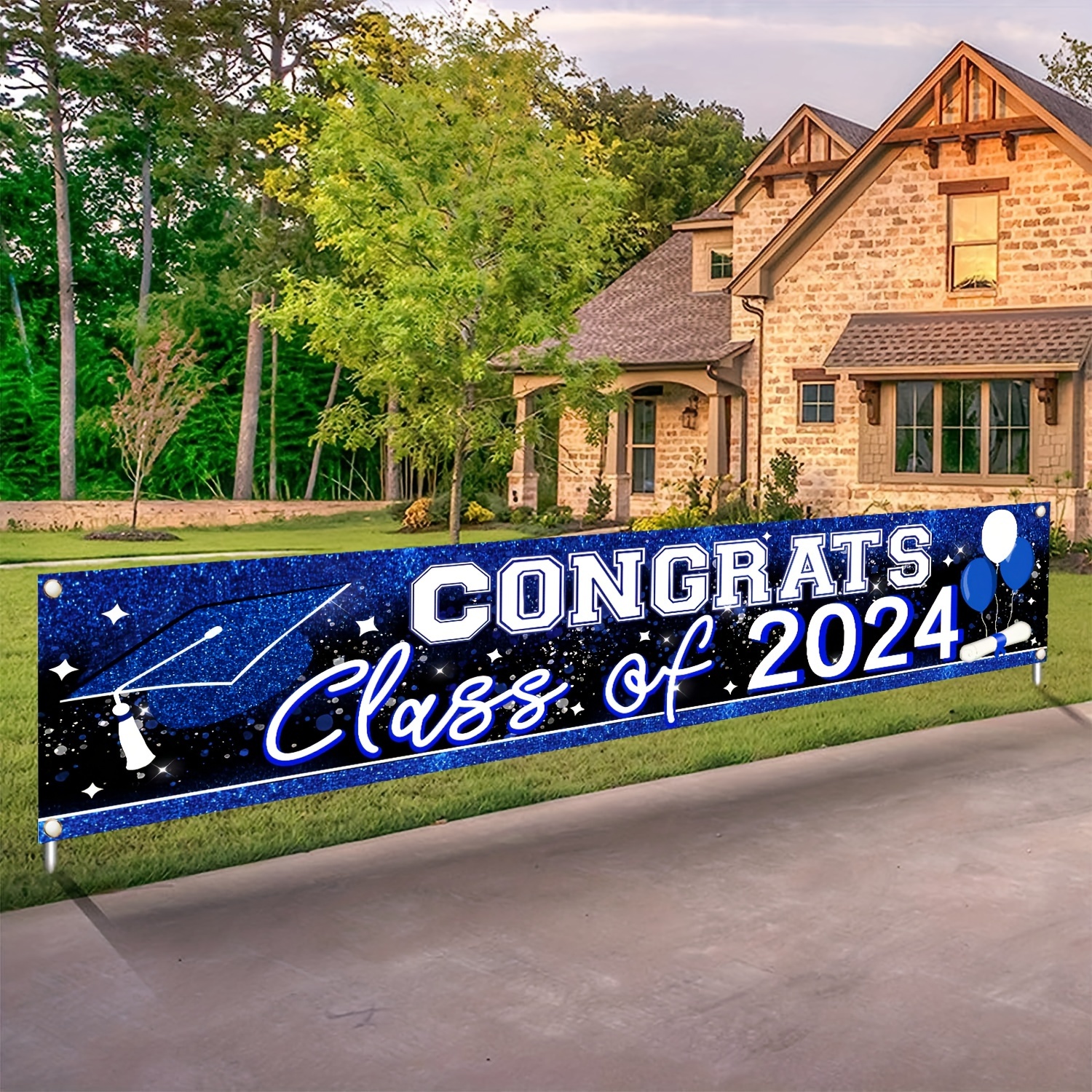 2024 Graduation Door Banner Blue and Red Graduation Decorations Class of  2024 Hanging Banner You Did It Graduation Photo Backdrop for High School
