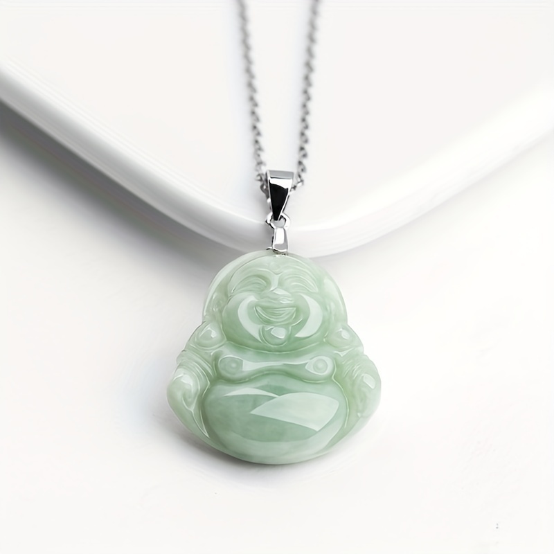 Natural Myanmar Jade Buddha Man Pendant Necklace