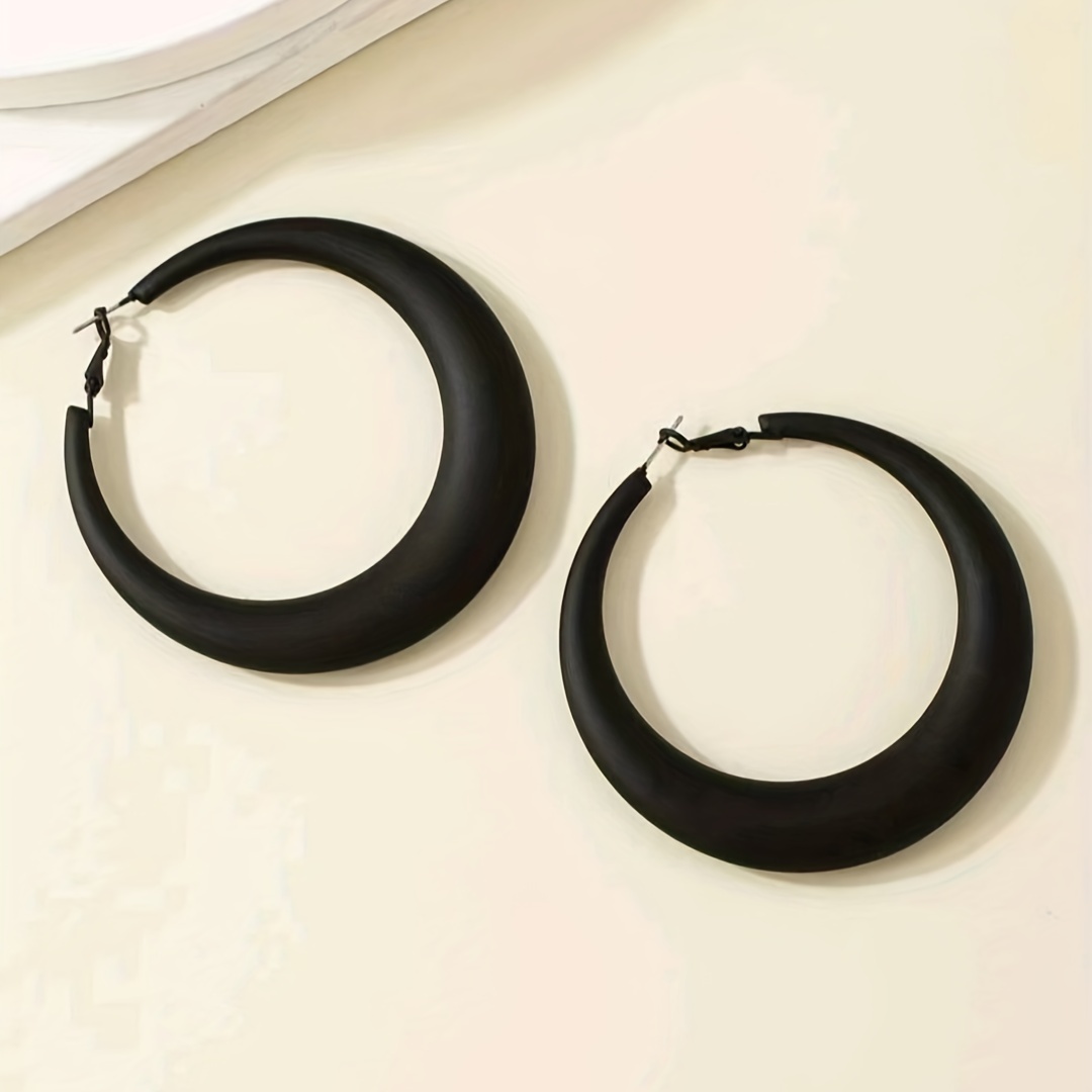black dumpy hoop earrings retro elegant style alloy jewelry daily wear accessories female exquisite gift details 0