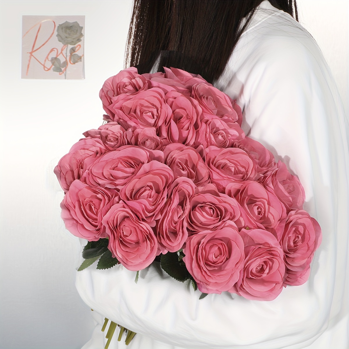 Artificial Flower Bouquet Rose Real Touch Faux Flower - Temu