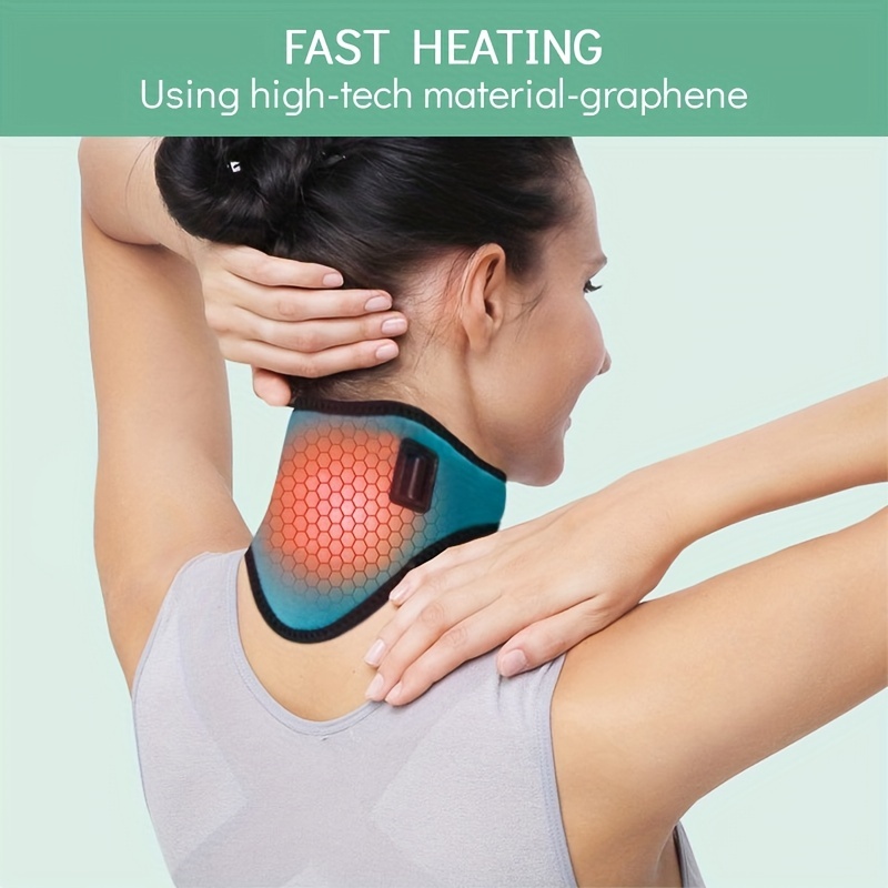 1 Set Graphene Heated Neck Warmer Heating Vibration Neck Massager C01  Relieve Neck Fatigue Black
