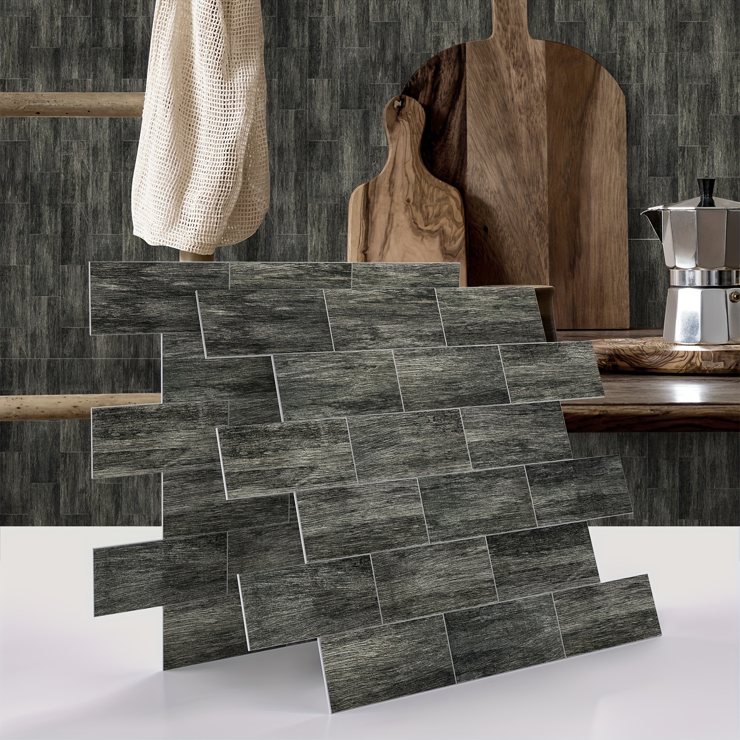 Kitchen Tile Backsplash Matte Wood Grain Self Adhesive Retro - Temu